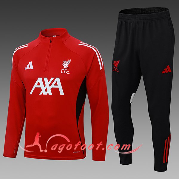 Ensemble Survetement de Foot FC Liverpool Enfant Rouge/Blanc/Noir 2025/2026