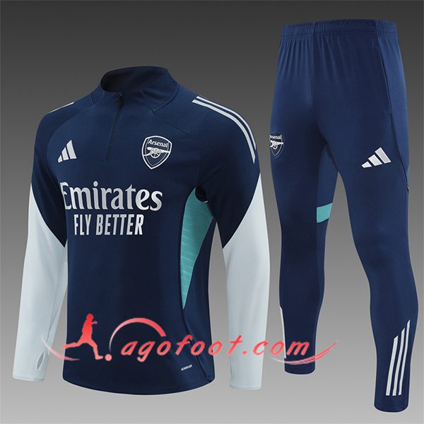 Ensemble Survetement de Foot Arsenal Enfant Bleu/Gris 2025/2026