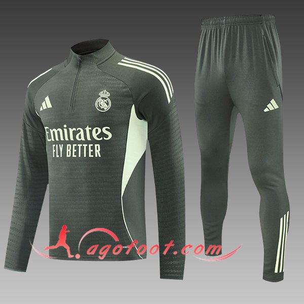 Ensemble Survetement de Foot Real Madrid Enfant Vert 2025/2026