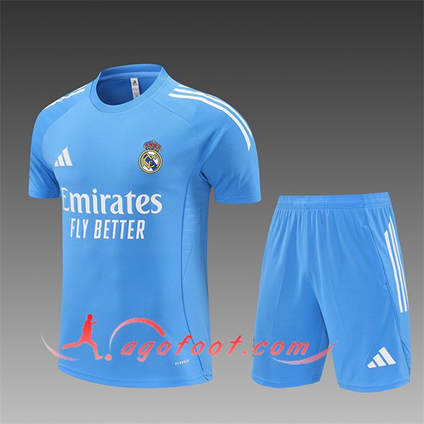 Ensemble Training T-Shirts Real Madrid Enfant Bleu Clair 2025/2026