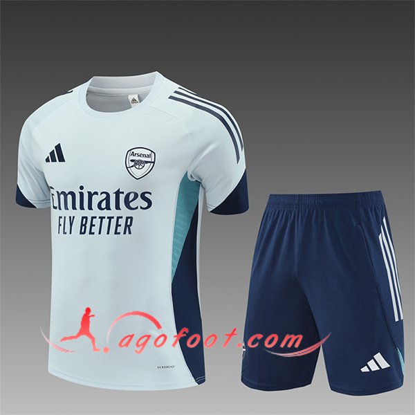 Ensemble Training T-Shirts Arsenal Enfant Gris/Bleu 2025/2026