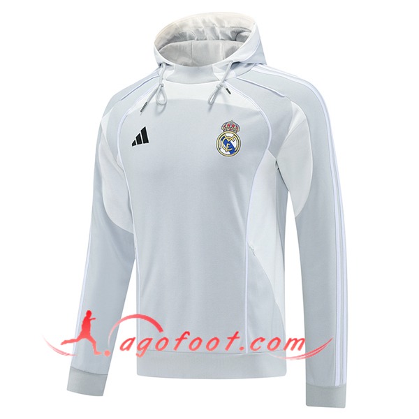 Veste A Capuche Real Madrid Gris/Blanc 2025/2026
