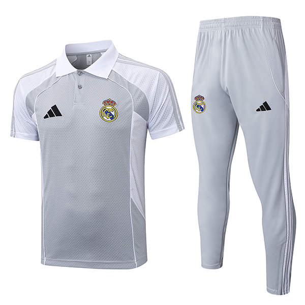 Ensemble Polo Foot Real Madrid Gris/Blanc 2025/2026