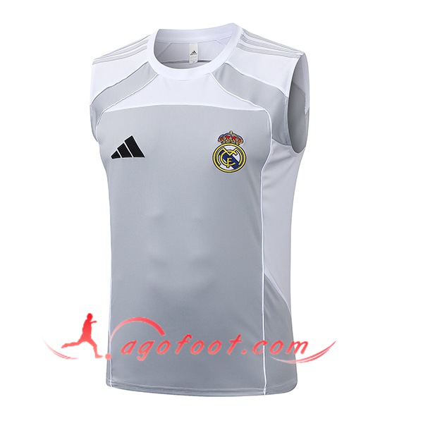 Ensemble Training Debardeurs Real Madrid Gris/Blanc 2025/2026