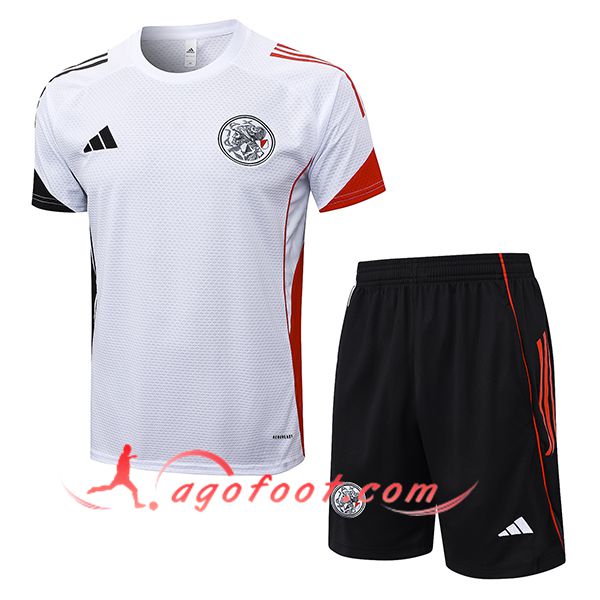 Ensemble Training T-Shirts Ajax Blanc/Noir/Rouge 2025/2026 -02