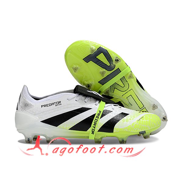 Adidas Chaussures de Foot 25 Predator Elite Tongue FG Blanc/Noir/Vert