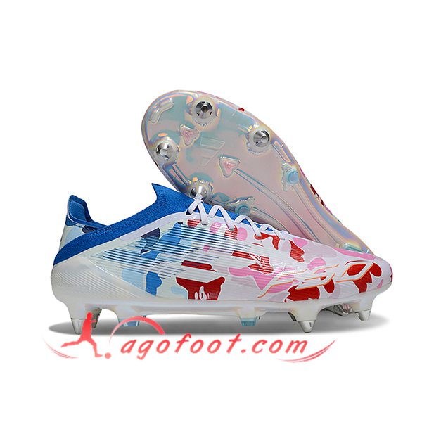 Adidas Chaussures de Foot F50 Elite SG Blanc/Bleu/Rose