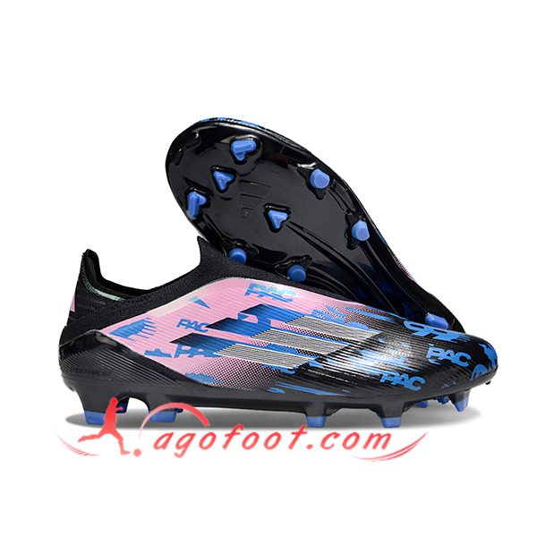 Adidas Chaussures de Foot F50 Elite Laceless FG Rose/Noir/Bleu