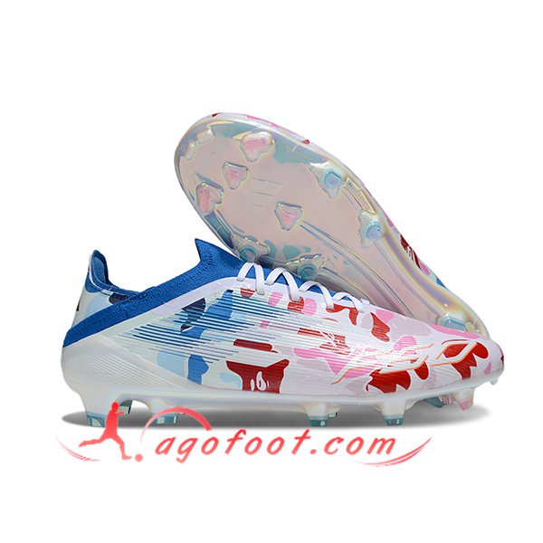 Adidas Chaussures de Foot F50 Elite FG Blanc/Bleu/Rose