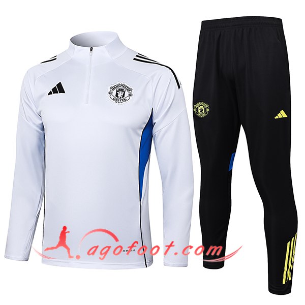 Ensemble Survetement de Foot Manchester United Blanc/Bleu 2025/2026