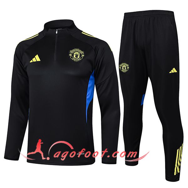 Ensemble Survetement de Foot Manchester United Noir/Bleu/Jaune 2025/2026