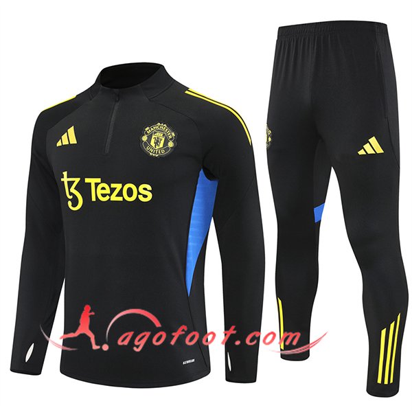 Ensemble Survetement de Foot Manchester United Noir/Jaune/Bleu 2025/2026