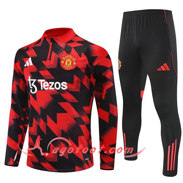 Ensemble Survetement de Foot Manchester United Rouge/Noir 2025/2026