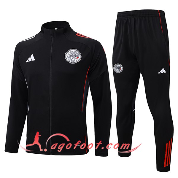 Ensemble Survetement de Foot Veste Ajax Noir/Rouge 2025/2026