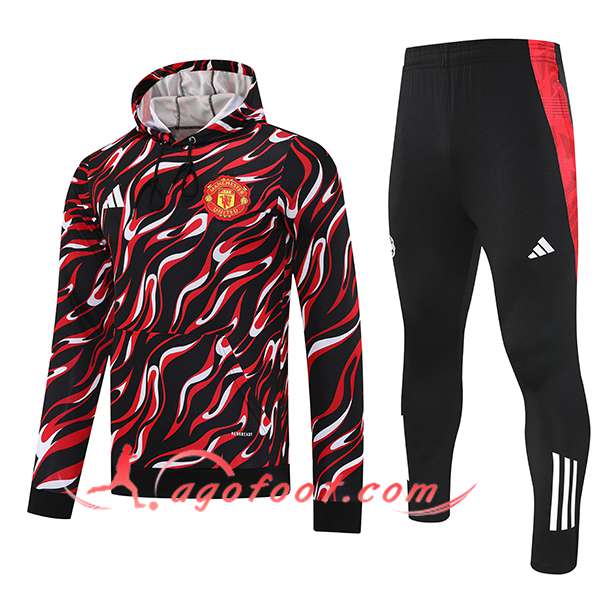 Ensemble Survetement Veste A Capuche Manchester United Rouge/Noir/Blanc 2025/2026