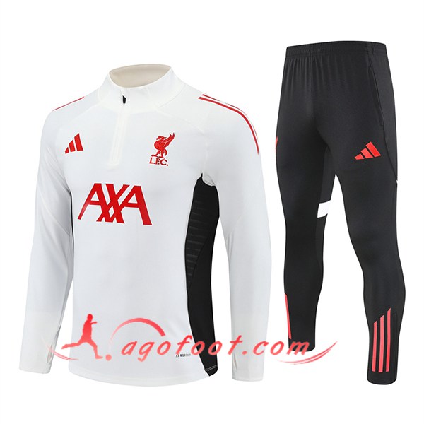 Ensemble Survetement de Foot FC Liverpool Beige/Noir/Rouge 2025/2026