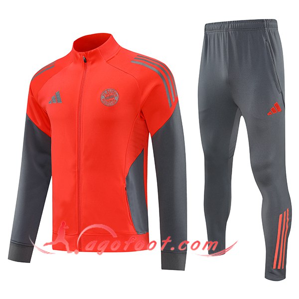 Ensemble Survetement de Foot Veste Bayern Munich Orange/Gris 2025/2026