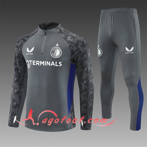 Ensemble Survetement de Foot Feyenoord Enfant Gris/Bleu 2025/2026