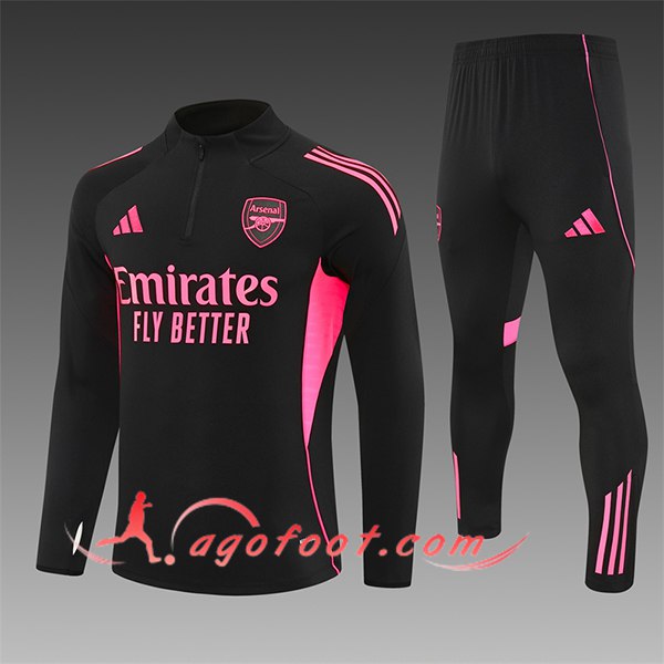 Ensemble Survetement de Foot Arsenal Enfant Noir/Rose 2025/2026