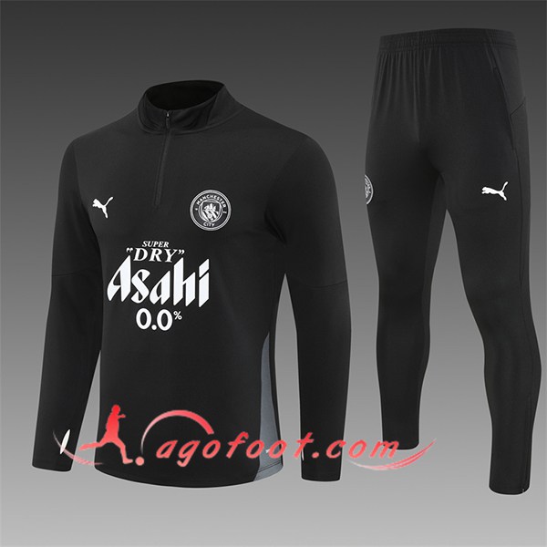 Ensemble Survetement de Foot Manchester City Enfant Noir/Gris/Blanc 2025/2026