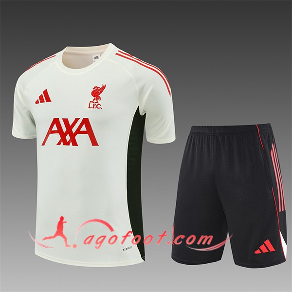 Ensemble Training T-Shirts FC Liverpool Enfant Beige/Noir/Rouge 2025/2026