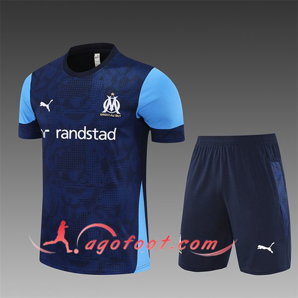 Ensemble Training T-Shirts Marseille Enfant Bleu Royal 2025/2026 -02