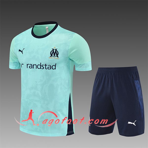 Ensemble Training T-Shirts Marseille Enfant Vert/Noir 2025/2026