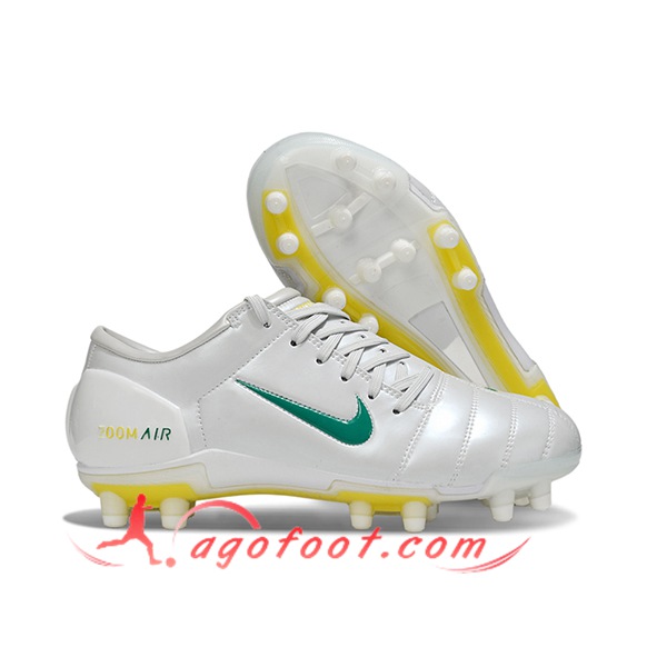 Nike Chaussures de Foot T90 FG Gris/Vert/Jaune
