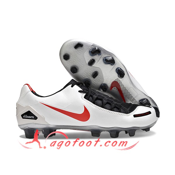 Nike Chaussures de Foot TOTAL 90 LASER FG Blanc/Rouge