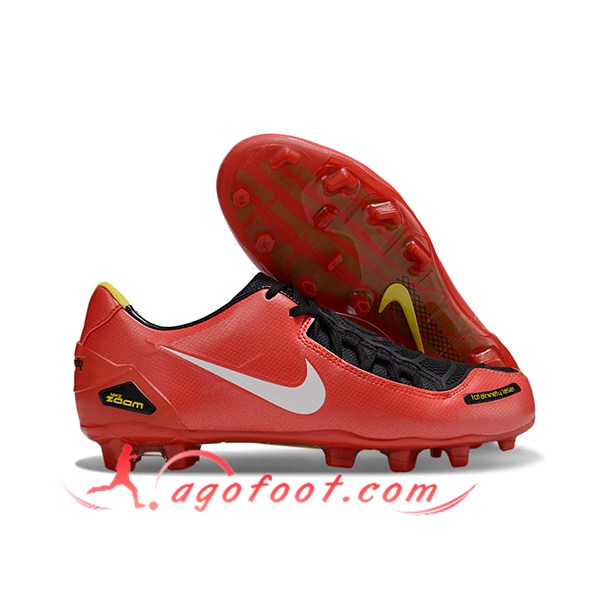 Nike Chaussures de Foot TOTAL 90 LASER FG Rouge/Blanc