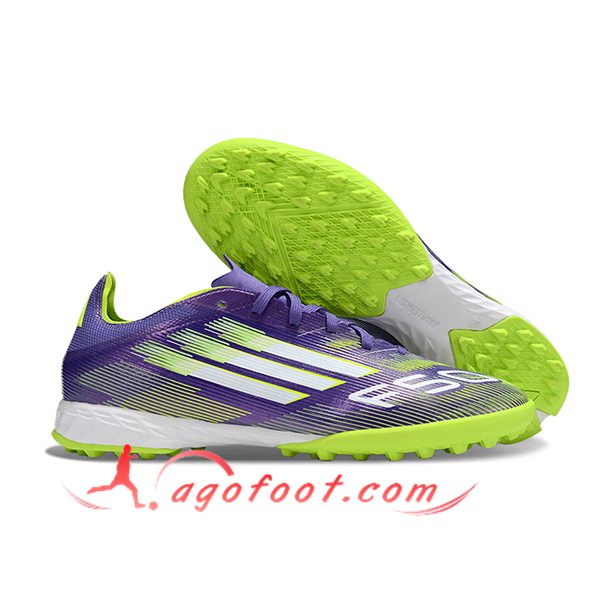Adidas Chaussures de Foot F50 PRO TF Pourpre/Vert/Blanc -02