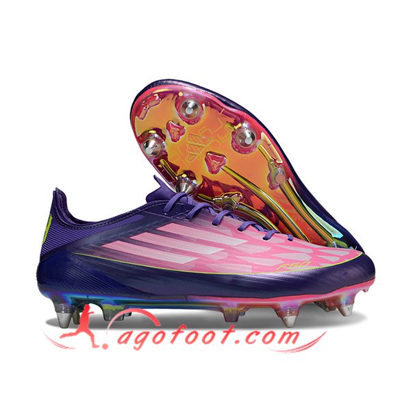 Adidas Chaussures de Foot F50 ELITE SG Rose/Pourpre -02