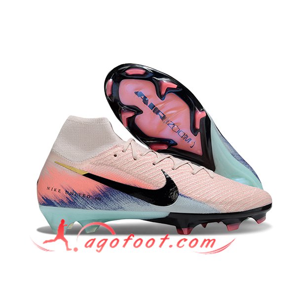 Nike Chaussures de Foot Air Zoom Mercurial Superfly IIX Elite FG Rose/Noir/Bleu
