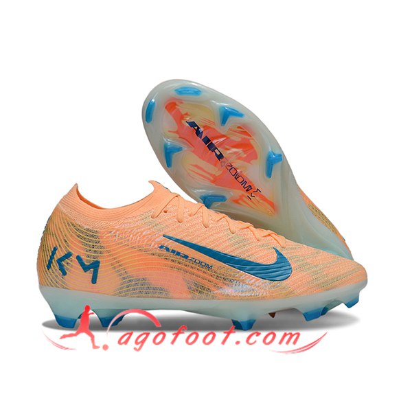 Nike Chaussures de Foot AIR Zoom Mercurial KM Vapor 16 Elite XXV FG Orange/Bleu
