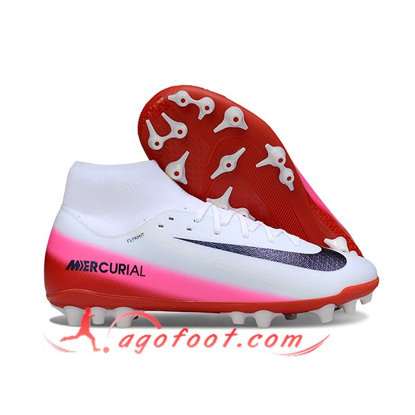 Nike Chaussures de Foot Mercurial Superfly 10 Academy Blanc/Rouge/Rose/Noir