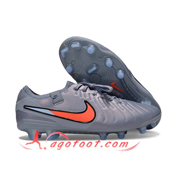 Nike Chaussures de Foot Tiempo Legend X Elite FG Gris/Orange