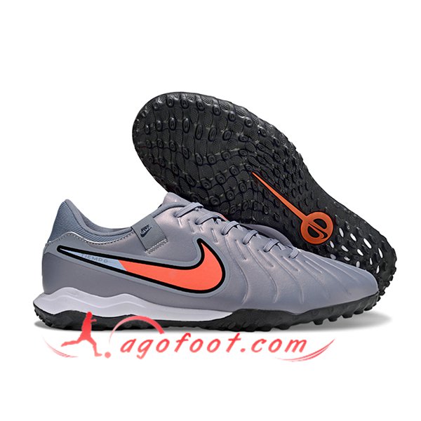 Nike Chaussures de Foot Tiempo Legend X Academy TF Gris/Orange