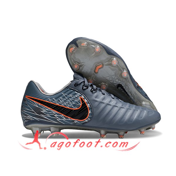 Nike Chaussures de Foot Tiempo Legend VII Elite LUXE FG Gris/Noir/Orange