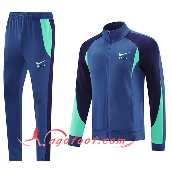 Ensemble Survetement de Foot Veste Nike Bleu/Vert 2025/2026
