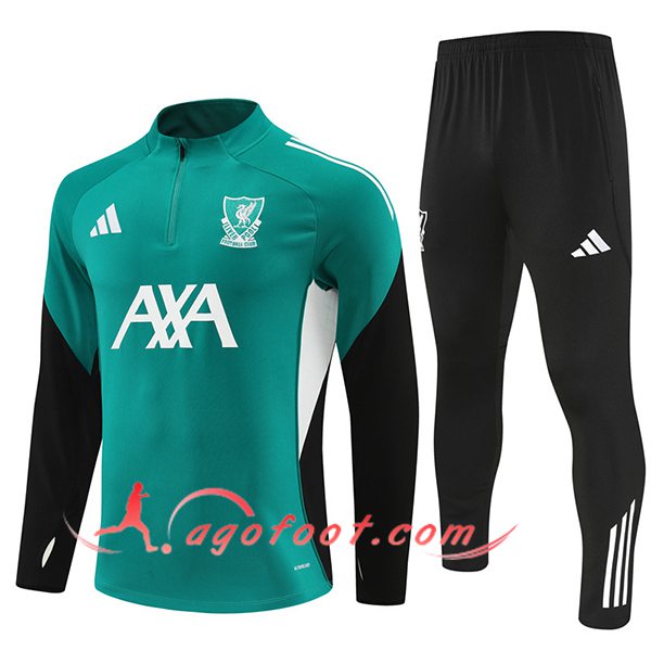 Ensemble Survetement de Foot FC Liverpool Vert/Noir/Blanc 2025/2026