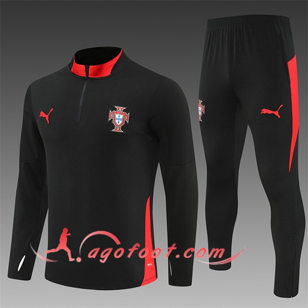 Ensemble Survetement de Foot Portugal Enfant Noir/Rouge 2025/2026