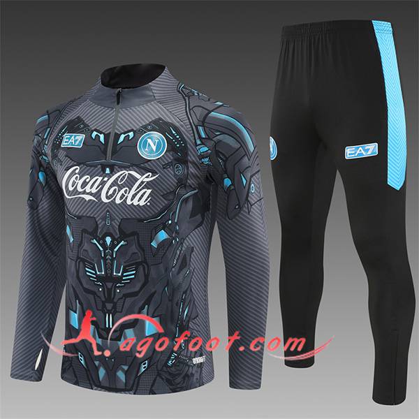 Ensemble Survetement de Foot SSC Naples Enfant Gris/Bleu 2025/2026