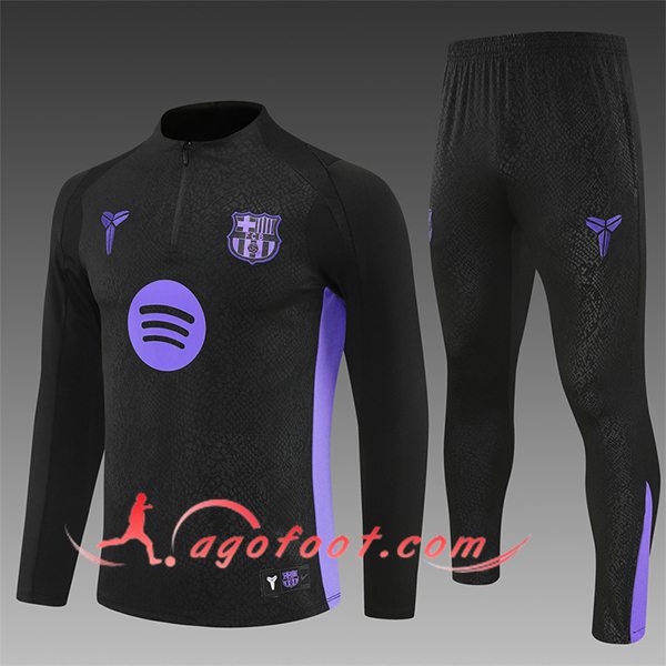 Ensemble Survetement de Foot FC Barcelone Enfant Noir/Pourpre 2025/2026 -02