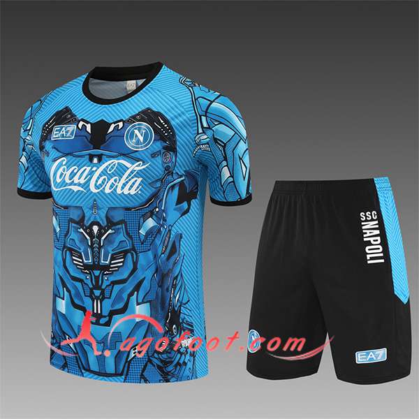 Ensemble Training T-Shirts SSC Naples Enfant Bleu/Noir 2025/2026
