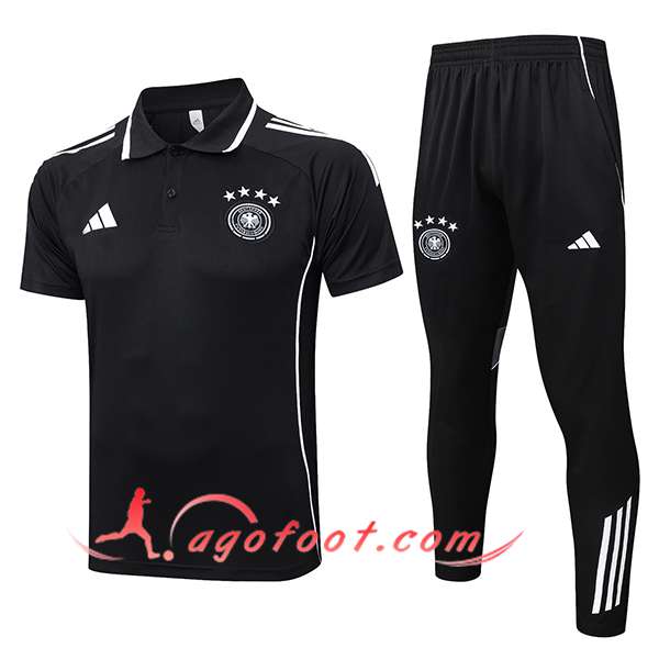 Ensemble Polo Foot Allemagne Noir/Blanc 2025/2026