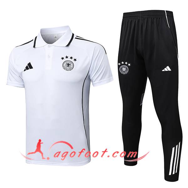 Ensemble Polo Foot Allemagne Blanc/Noir 2025/2026