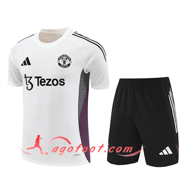 Ensemble Training T-Shirts Manchester United Blanc/Gris/Pourpre 2025/2026