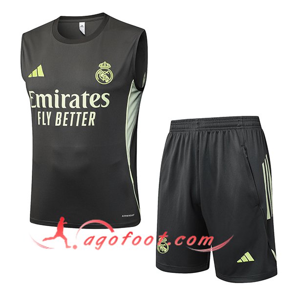 Ensemble Training Debardeurs Real Madrid Gris/Vert 2025/2026