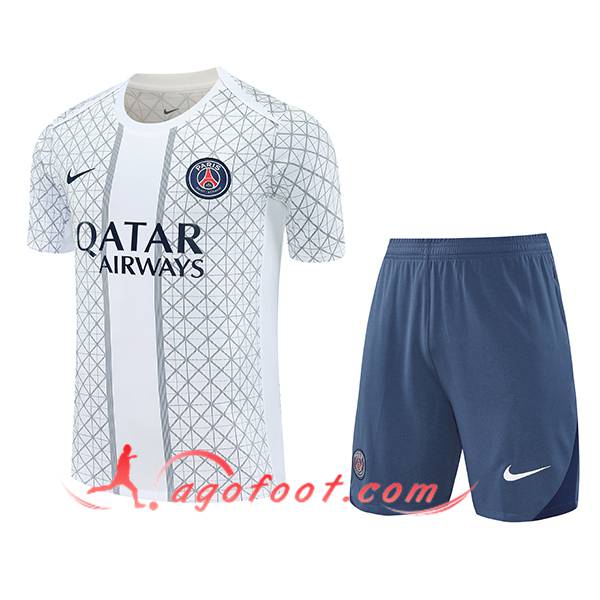 Ensemble Training T-Shirts PSG Blanc/Gris 2025/2026