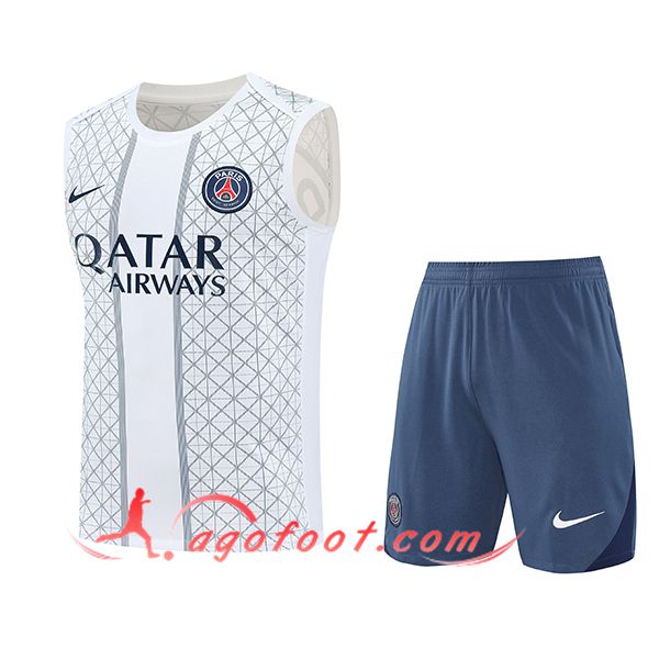 Ensemble Training Debardeurs PSG Blanc/Gris 2025/2026